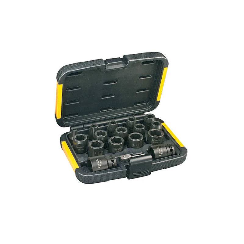 Coffret de 16 douilles à chocs DEWALT DT7506-QZ 1/4" - 1/2" avec adaptateur Dewalt - Image 1