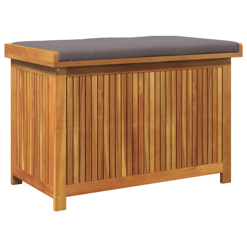 ComfortXL - Banc de Rangement Jardin Bois d'Acacia Massif Étanche avec Coussin Gris pour Terrasse Brun 90x50x60.5 cm – ComfortXL Outdoor Living - Image 2