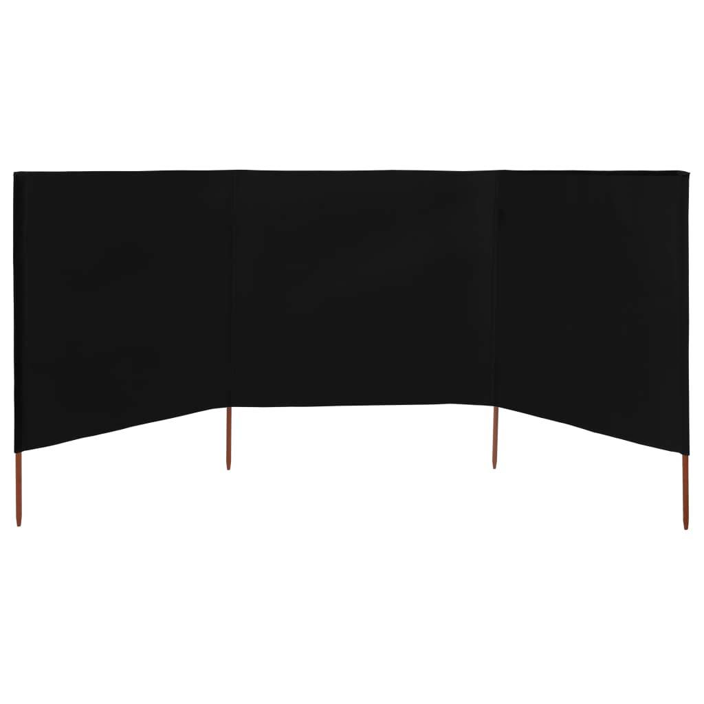 Helloshop26 - Brises-vue paravent 3 panneaux tissu 400 x 160 cm noir - Image 3