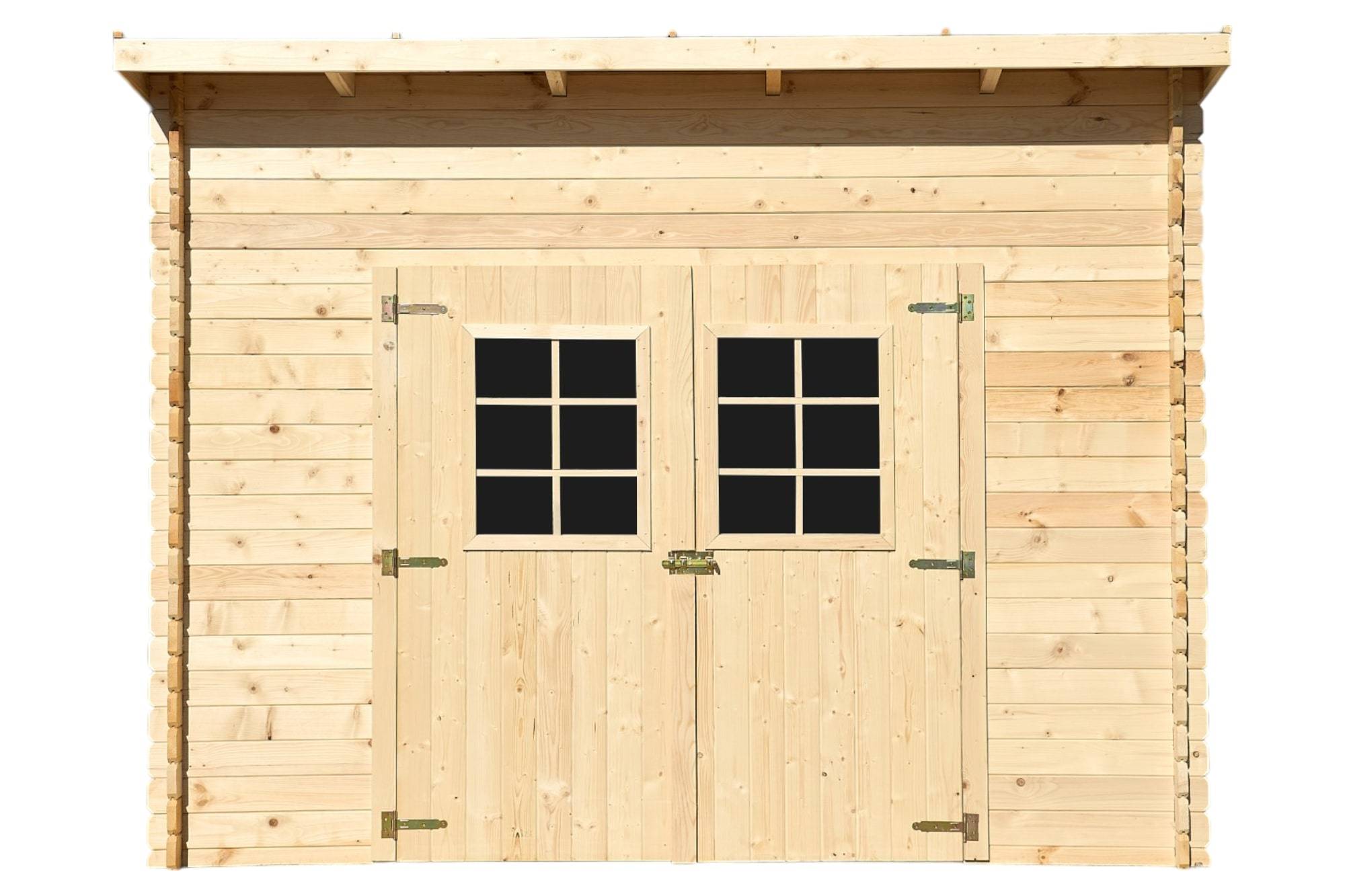 Habrita - Abri Madriers bois massif - 28 mm - surface extérieur 9,09 m2 - Toit monopente - toiture  polycarbonate double peau - Image 4