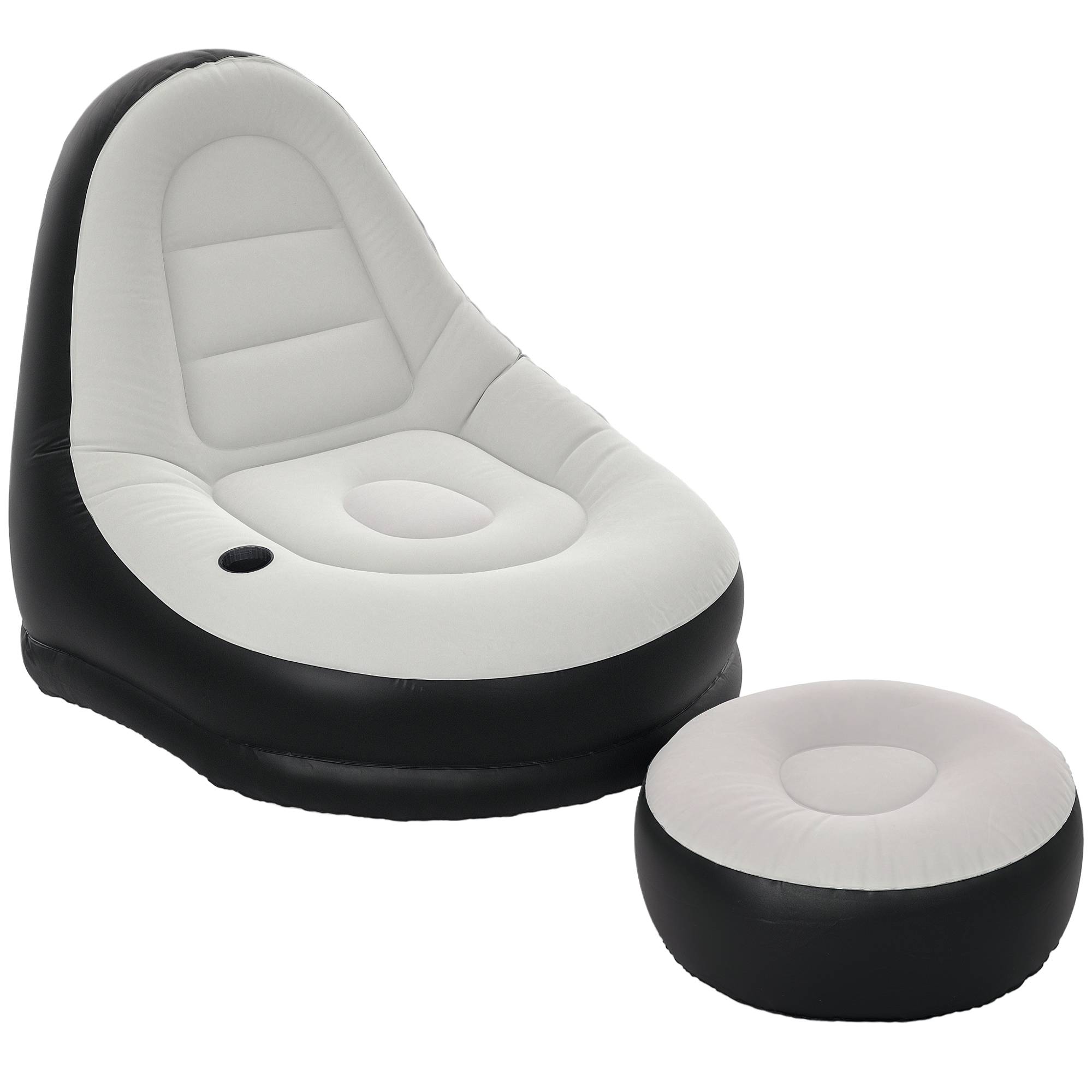 Sans Marque - Fauteuil gonflable, extérieur, 125x100x87cm, gris+noir - Image 1