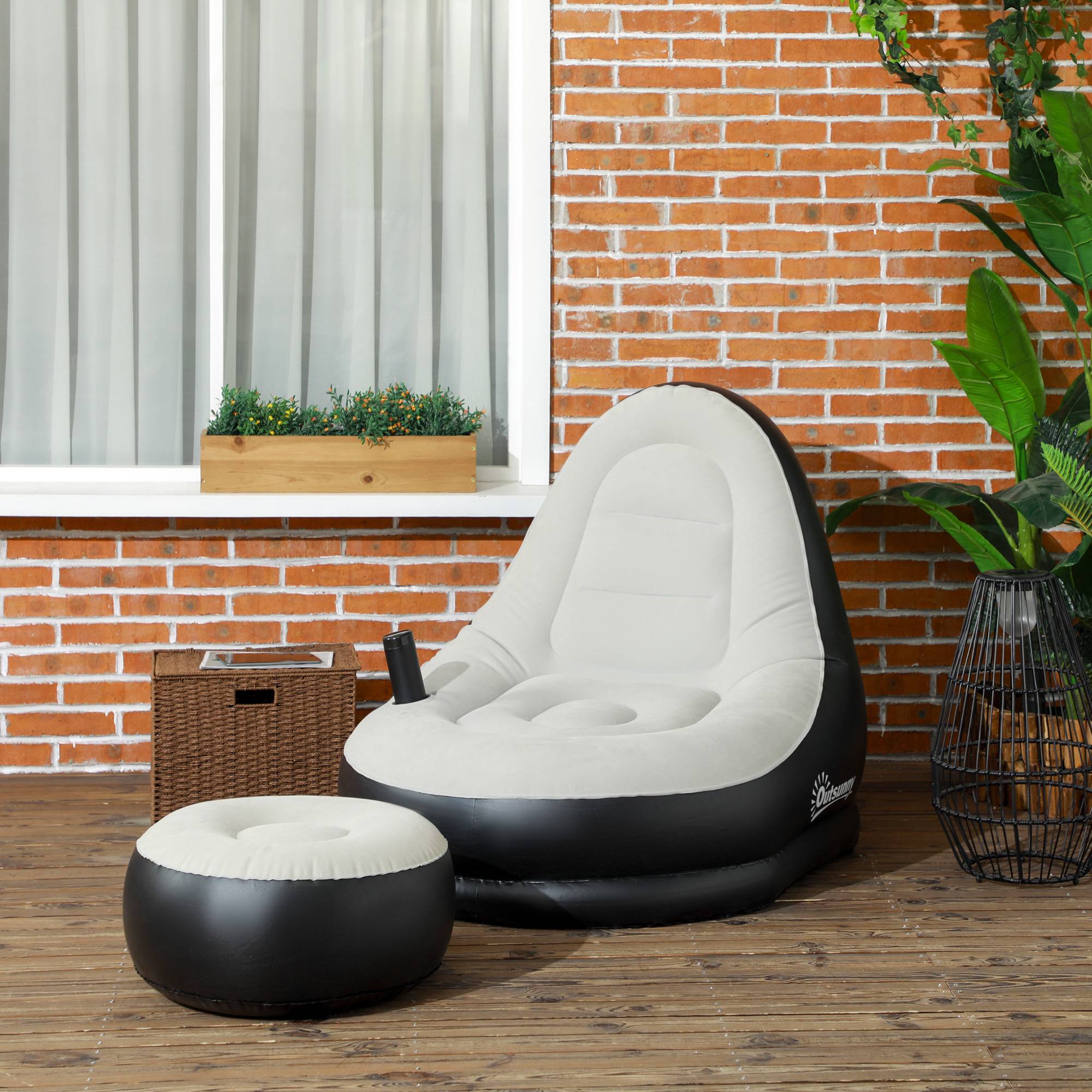 Sans Marque - Fauteuil gonflable, extérieur, 125x100x87cm, gris+noir - Image 3