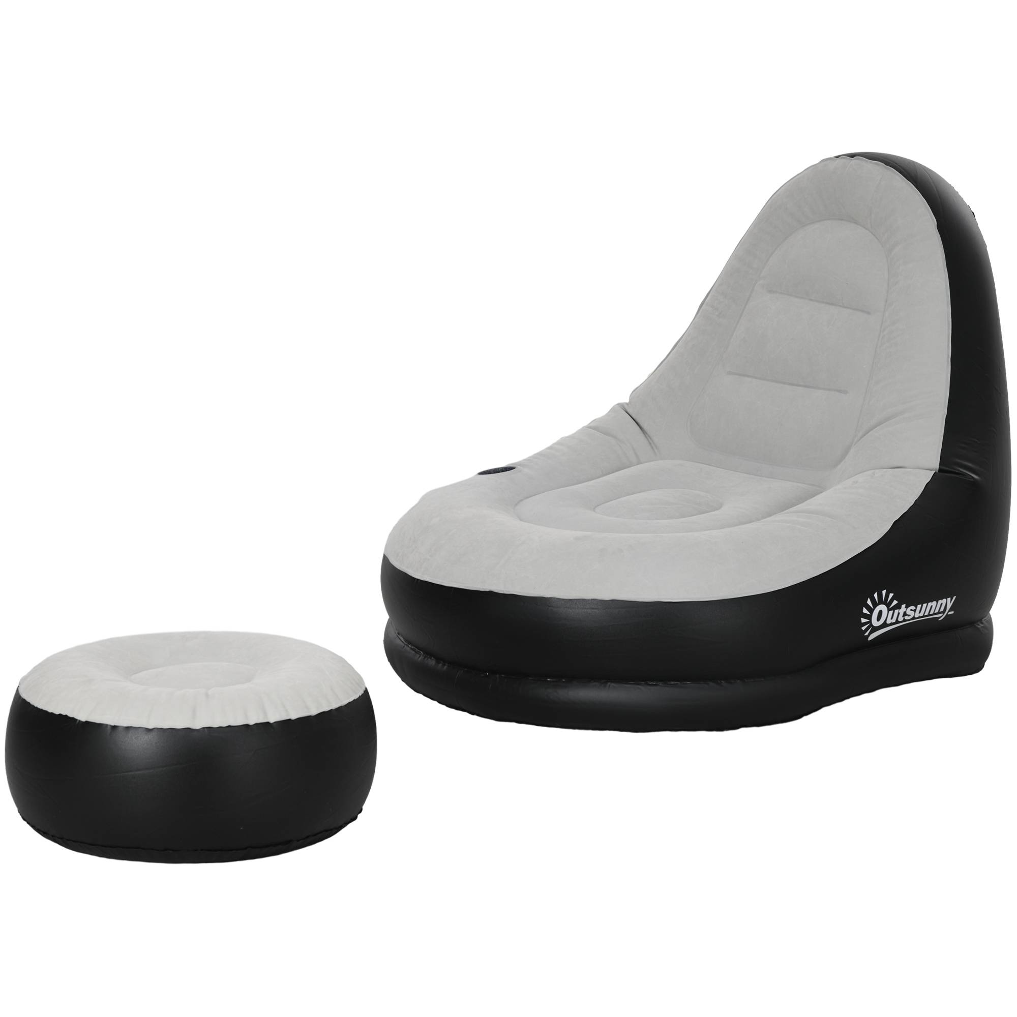 Sans Marque - Fauteuil gonflable, extérieur, 125x100x87cm, gris+noir - Image 2