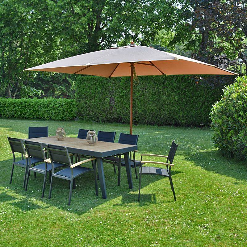 Fauteuil teck et aluminium noir Casablanca - Gecko Jardin - Image 5