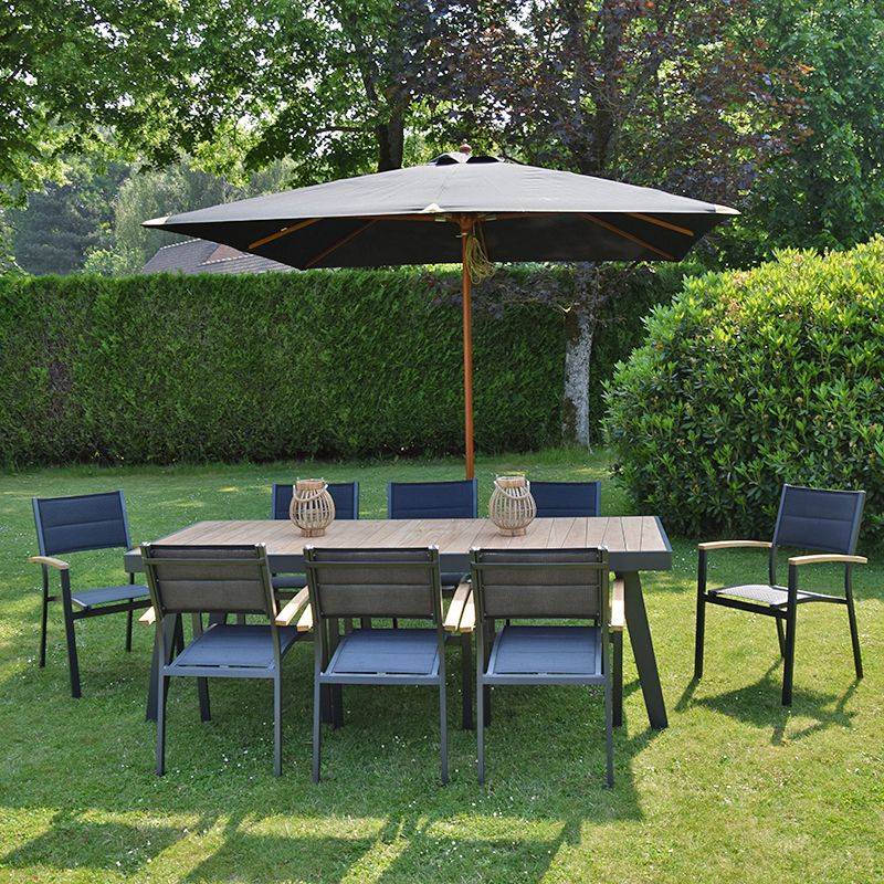 Fauteuil teck et aluminium noir Casablanca - Gecko Jardin - Image 3