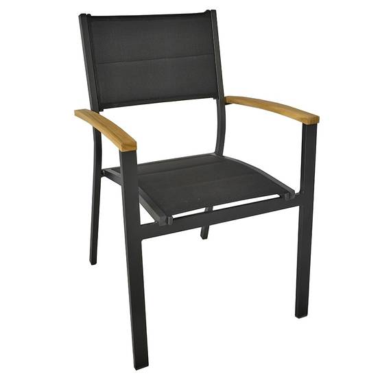 Fauteuil teck et aluminium noir Casablanca - Gecko Jardin - Image 2