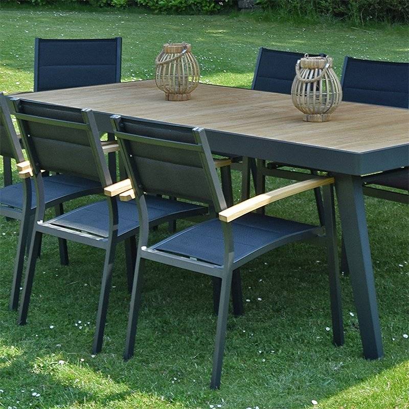 Fauteuil teck et aluminium noir Casablanca - Gecko Jardin - Image 4