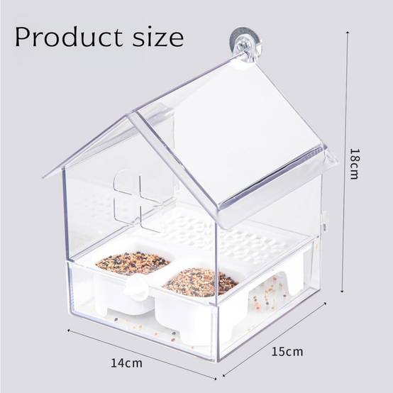 Mangeoire Pour Oiseaux Design Coulissant 2 Zones Alimentaires, Matériau ABS Solide Blanche - Lytech - Image 5
