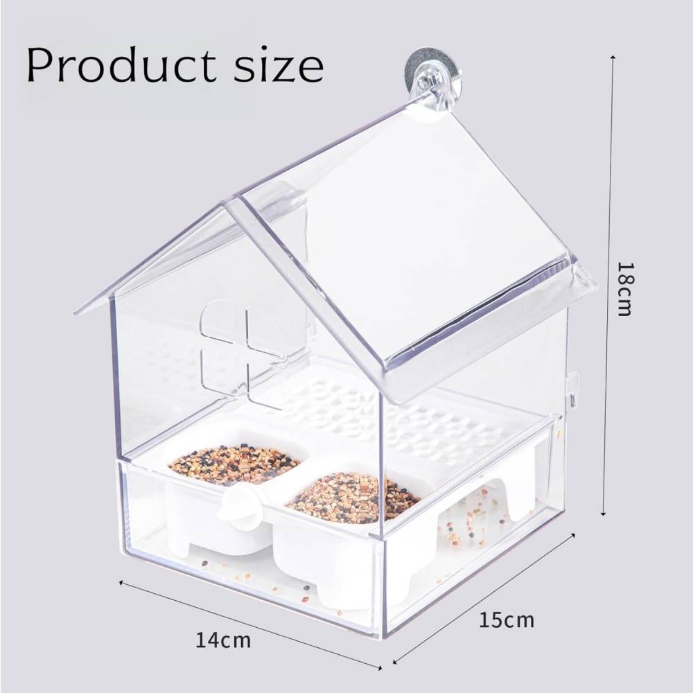 Mangeoire Pour Oiseaux Design Coulissant 2 Zones Alimentaires, Matériau ABS Solide Blanche - Lytech - Image 5