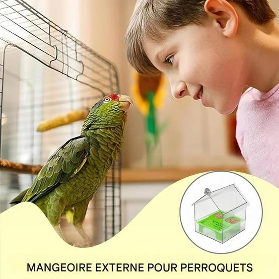 Mangeoire Pour Oiseaux Design Coulissant 2 Zones Alimentaires, Matériau ABS Solide Blanche - Lytech - Image 3