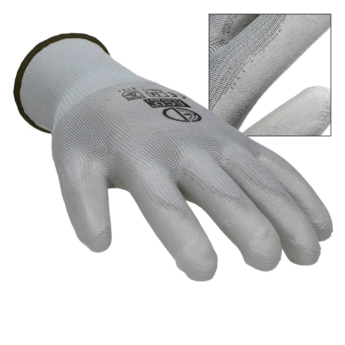 Ecd-Germany - ECD Germany 480 paires de gants de travail avec revêtement PU, taille 10-XL, gris, respirant, antidérapant - Image 3