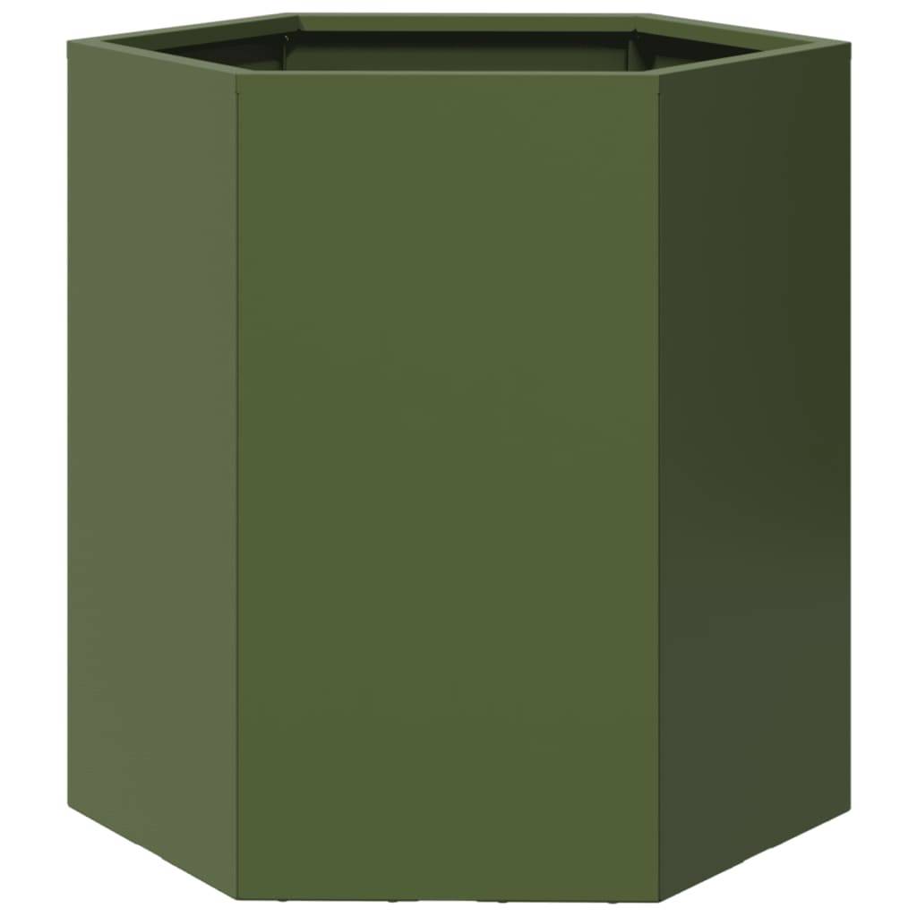 Jardinière acier vert olive 46 x 40 x 45 cm - PANGIVO - Image 2