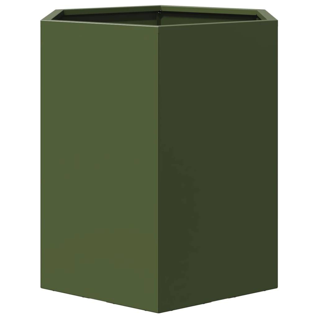 Jardinière acier vert olive 46 x 40 x 45 cm - PANGIVO - Image 4
