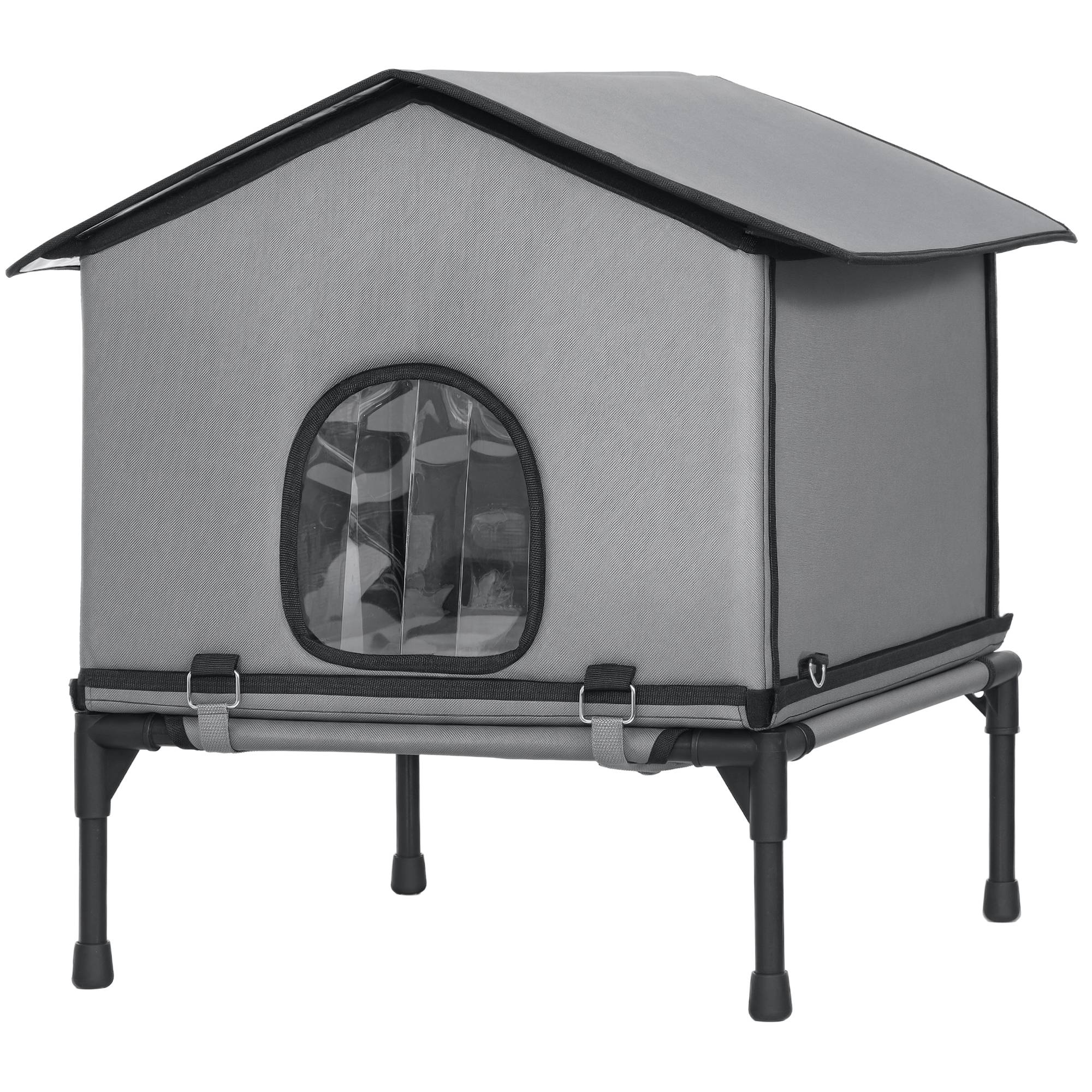 Sans Marque - Maison pliable chat coussin niche surélevée imperméable 62x58,5x60 cm grise - Image 2