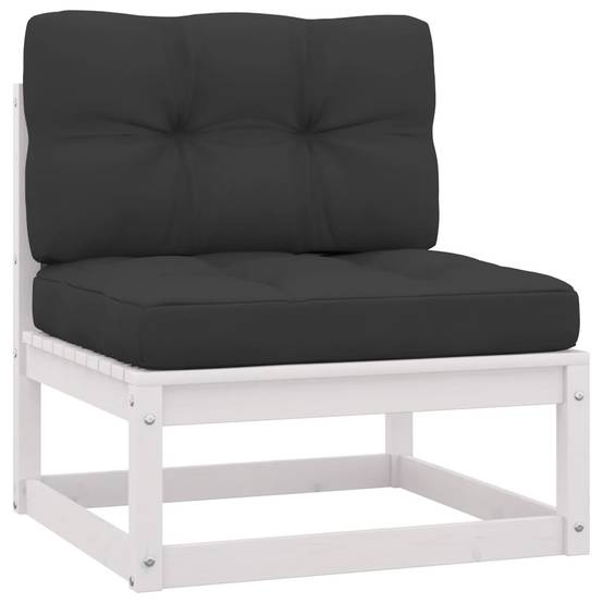 Helloshop26 - Salon de jardin meuble d'extérieur ensemble de mobilier 8 pièces avec coussins blanc bois de pin massif - Image 4
