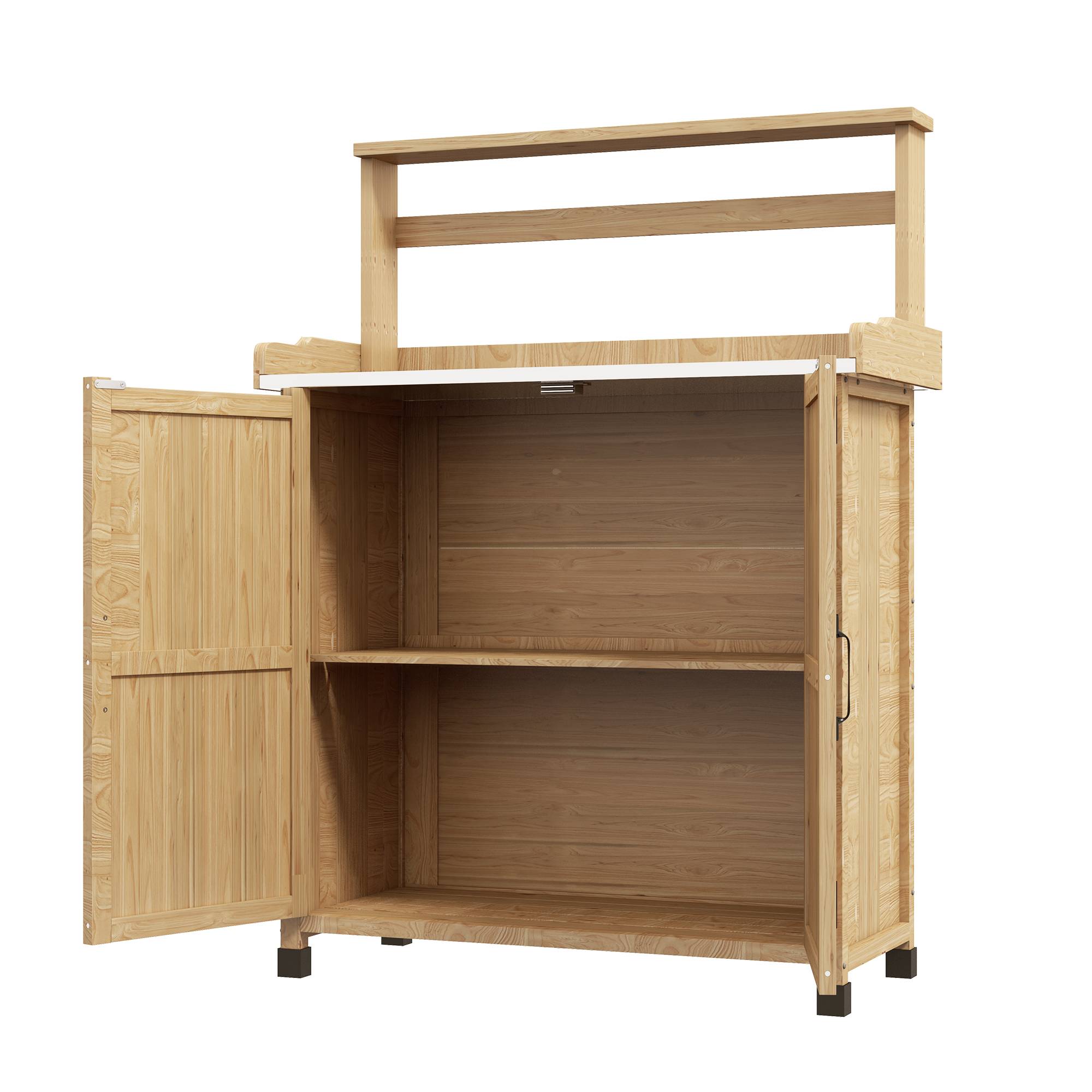 ComfortXL - Table de rempotage bois de sapin jaune 90,5 x 41 x 124,5 cm jardinage avec placard - ComfortXL Outdoor Living - Image 1