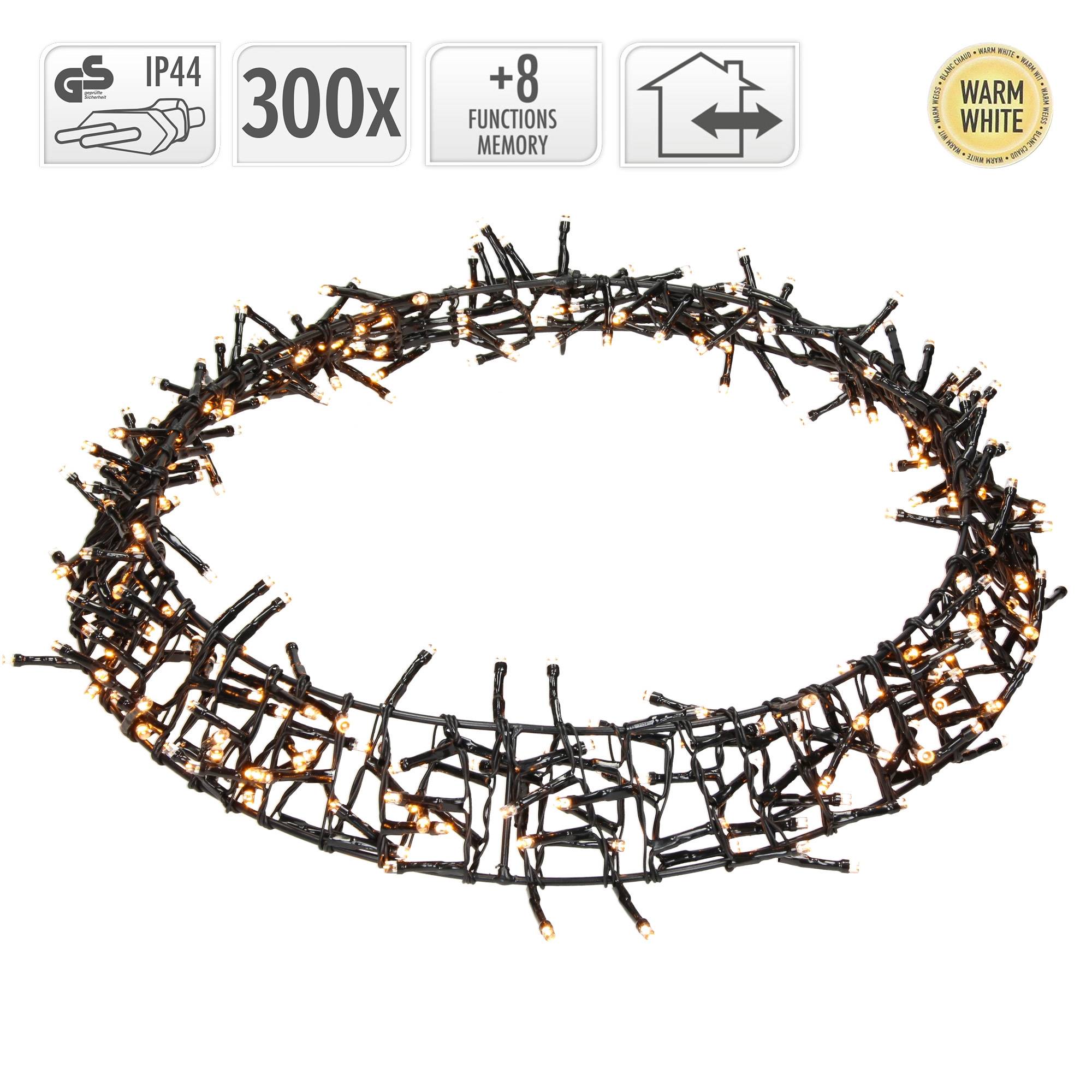 Ecd-Germany - Couronne lumineuse suspendue Ø38cm 300 LEDs blanc chaud en métal ronde 8 modes d'éclairage protection IP44 décoration festive de Noël anneau de porte - Image 5
