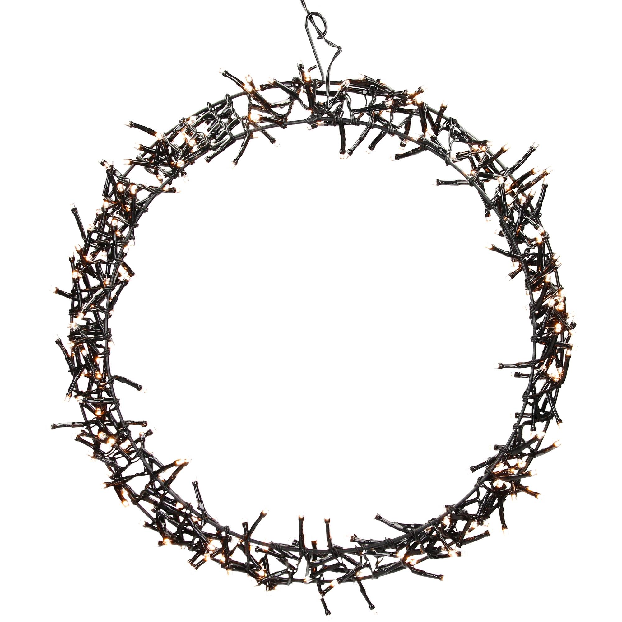Ecd-Germany - Couronne lumineuse suspendue Ø38cm 300 LEDs blanc chaud en métal ronde 8 modes d'éclairage protection IP44 décoration festive de Noël anneau de porte