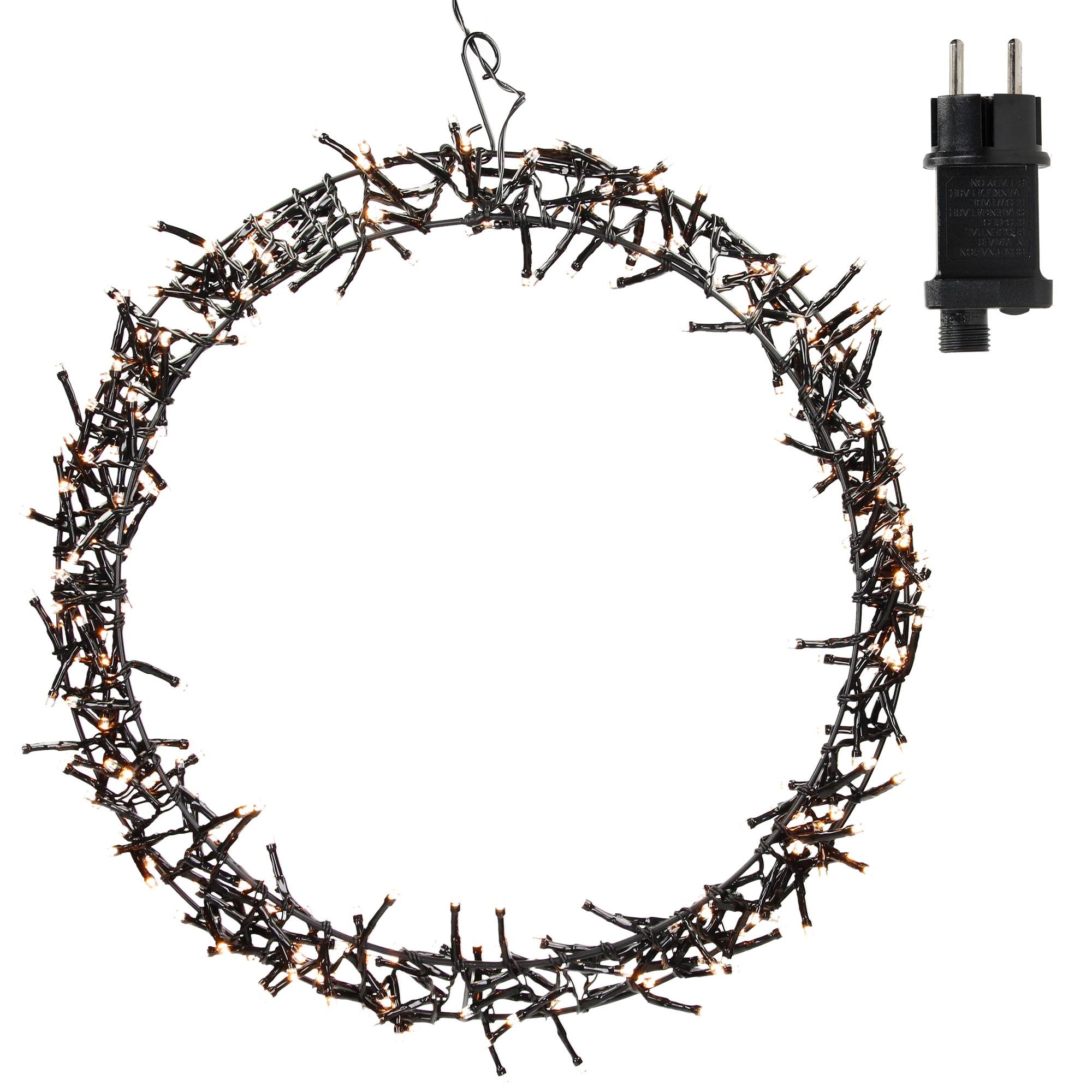 Ecd-Germany - Couronne lumineuse suspendue Ø38cm 300 LEDs blanc chaud en métal ronde 8 modes d'éclairage protection IP44 décoration festive de Noël anneau de porte - Image 3
