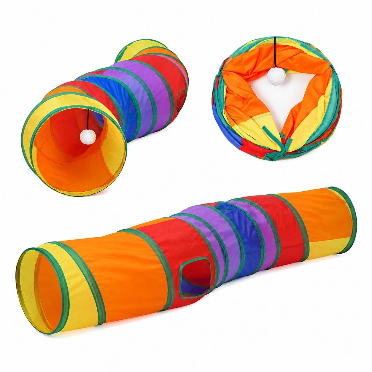 Tunnel Pour Chats D'intérieur Pliable Jeu Interactif Deux Voies Pour Lapins Cobayes - Image 1