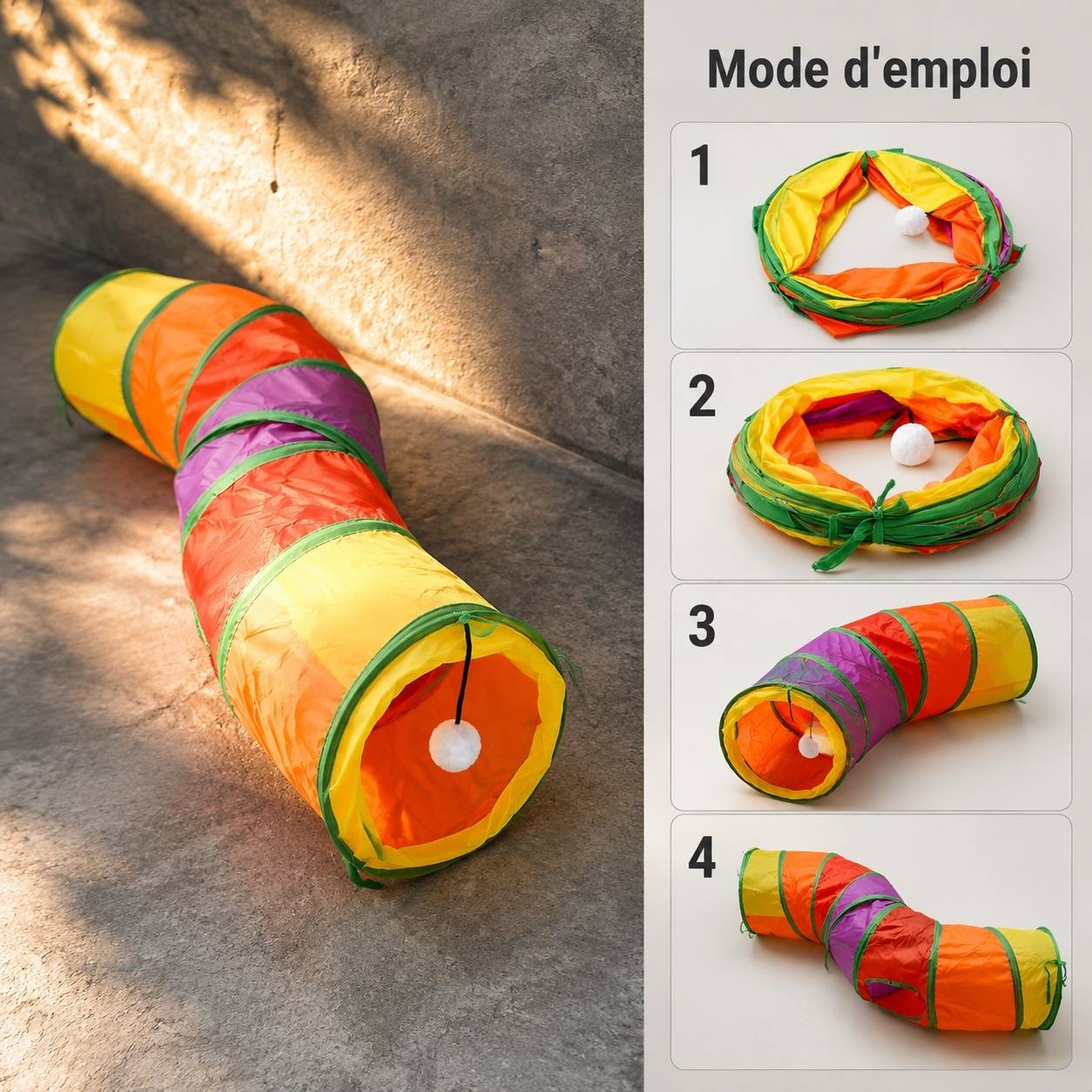 Tunnel Pour Chats D'intérieur Pliable Jeu Interactif Deux Voies Pour Lapins Cobayes - Image 4