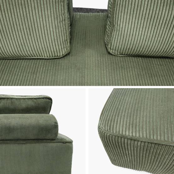 sweeek - Chauffeuse 2 places pour canapé modulable velours côtelé vert | sweeek - Image 7
