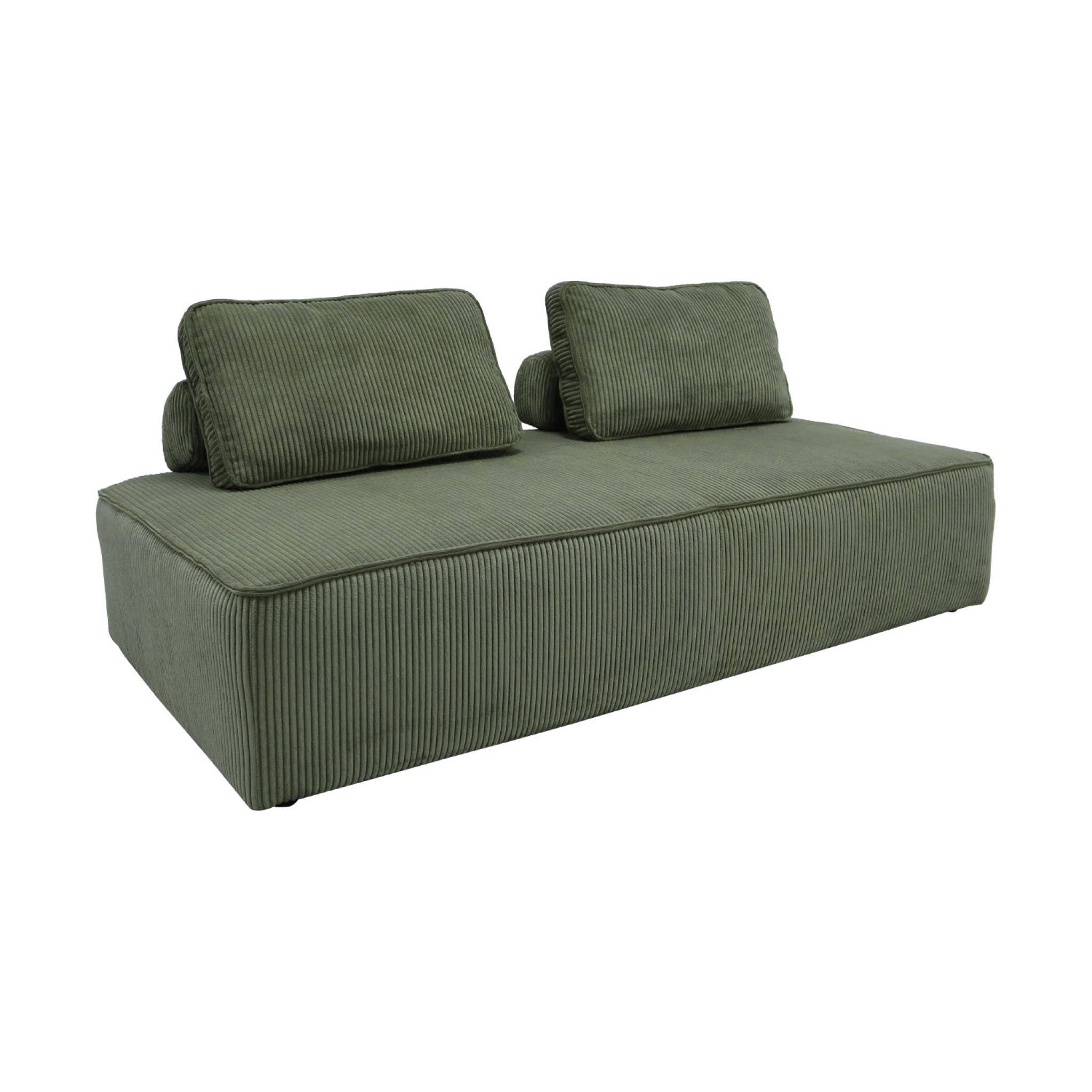 sweeek - Chauffeuse 2 places pour canapé modulable velours côtelé vert | sweeek - Image 2