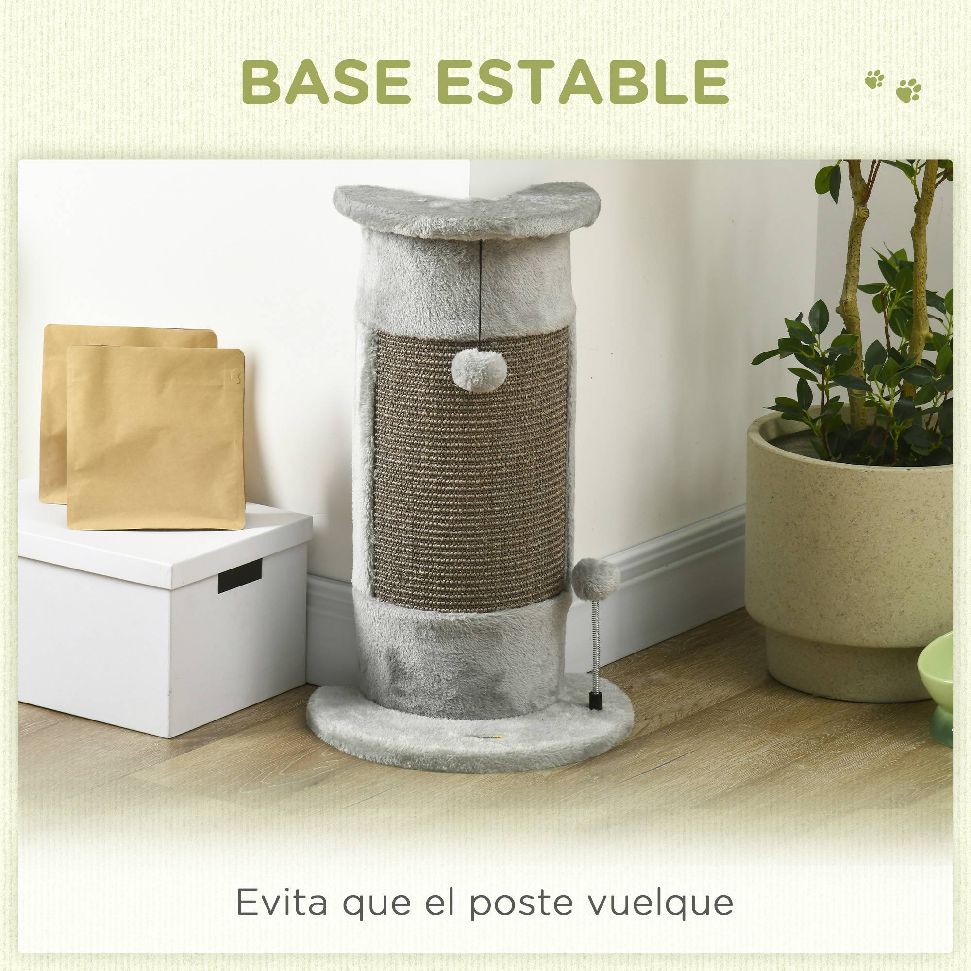 Griffoir pour Chat Poteau en Sisal avec Balles de Jeu Centre d'Activité Stable 34x26x58 cm Gris - ComfortXL Outdoor Living - Image 7