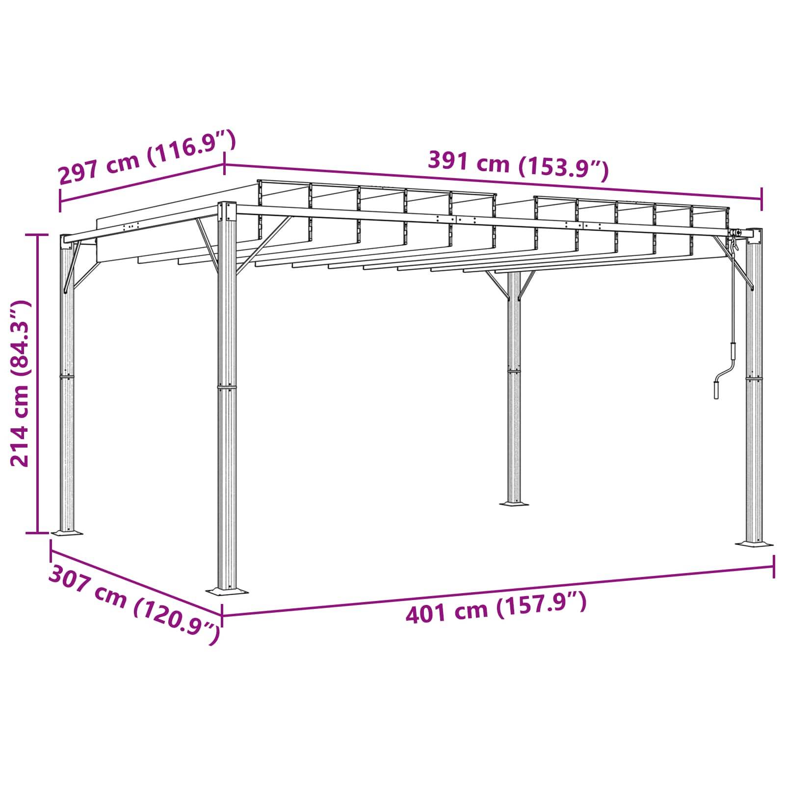 ComfortXL - Tonnelle gazebo aluminium jardin patio toit à lames réglable 3x4x2,14m vert - ComfortXL Outdoor Living - Image 9