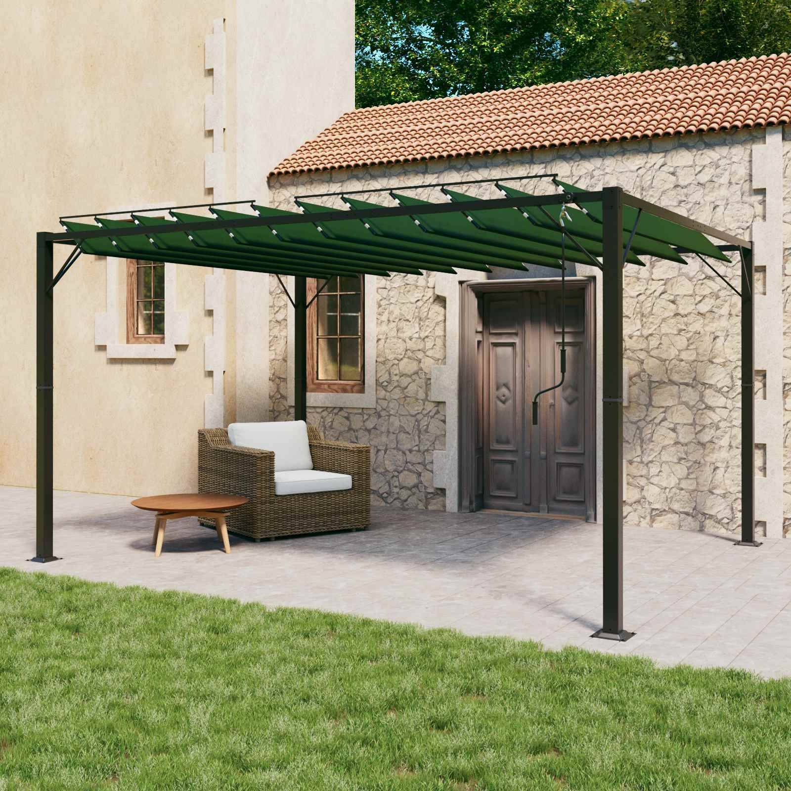 ComfortXL - Tonnelle gazebo aluminium jardin patio toit à lames réglable 3x4x2,14m vert - ComfortXL Outdoor Living - Image 1