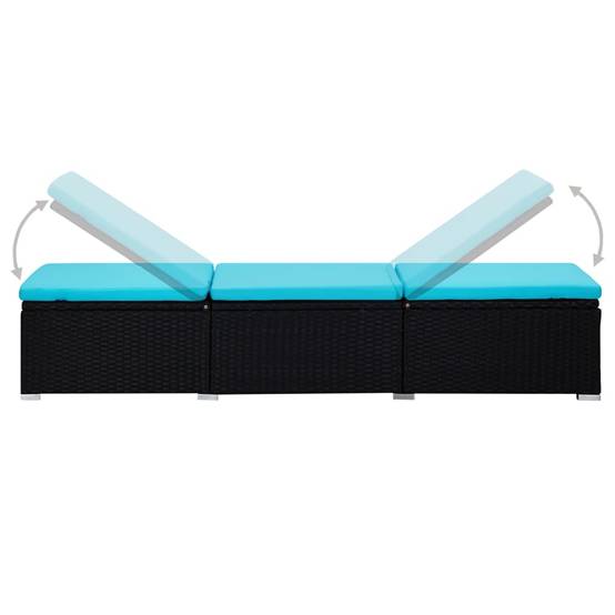 Vidaxl - Chaise longue avec coussin et table à thé Résine tressée Bleu vidaXL 310227 - Image 7