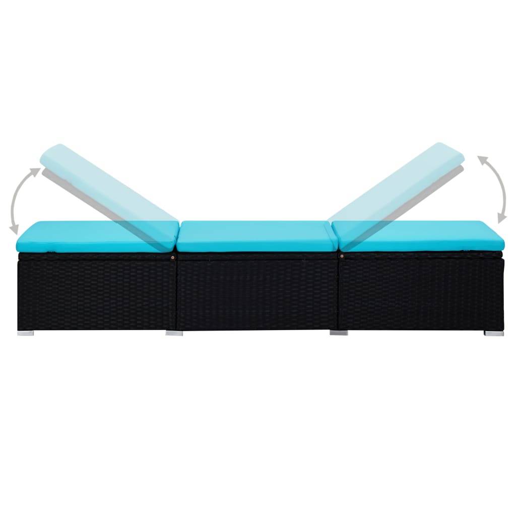 Vidaxl - Chaise longue avec coussin et table à thé Résine tressée Bleu vidaXL 310227 - Image 7