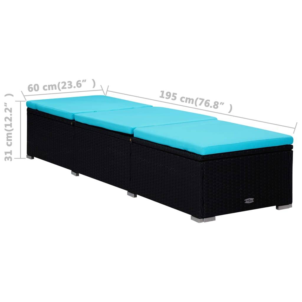 Vidaxl - Chaise longue avec coussin et table à thé Résine tressée Bleu vidaXL 310227 - Image 3