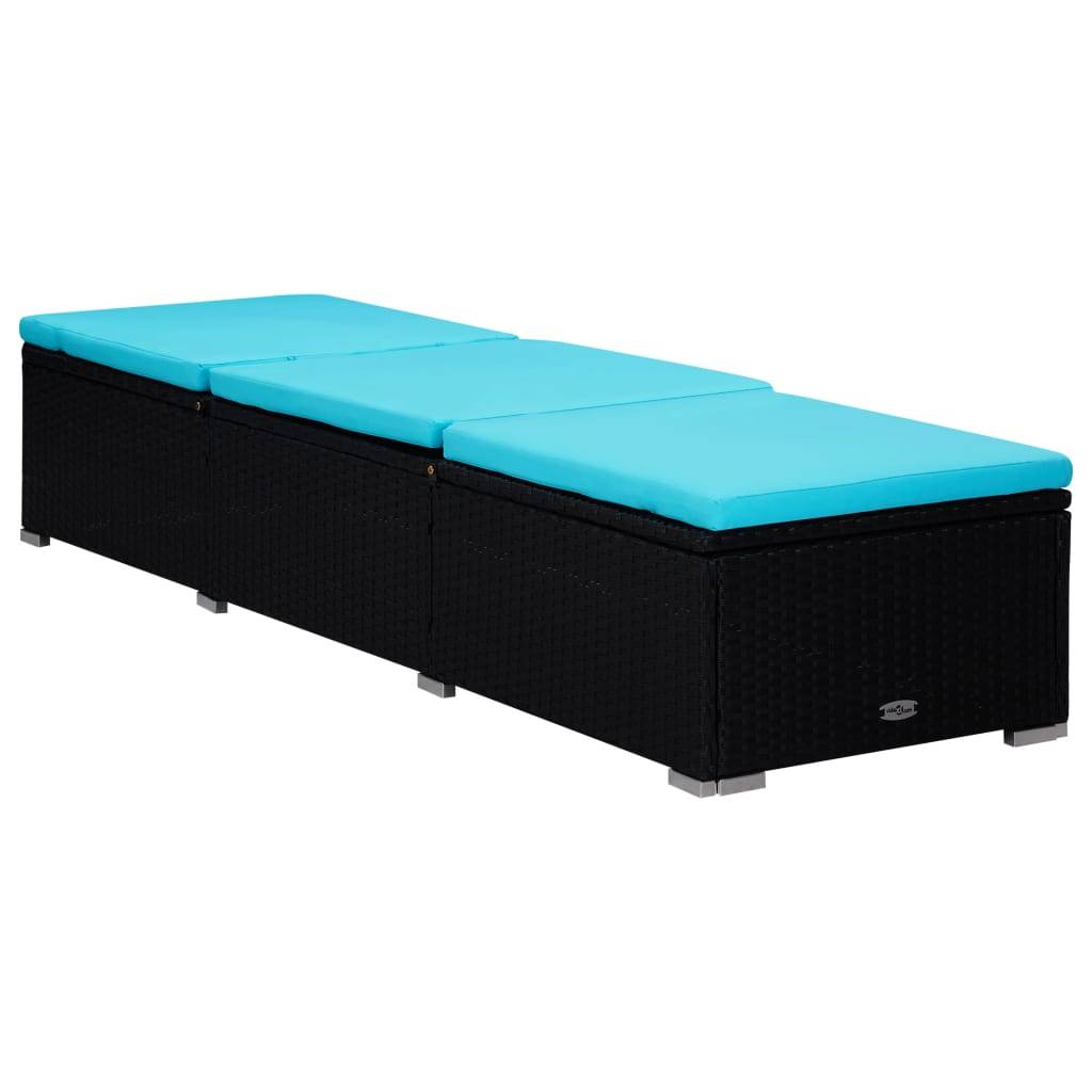 Vidaxl - Chaise longue avec coussin et table à thé Résine tressée Bleu vidaXL 310227 - Image 5