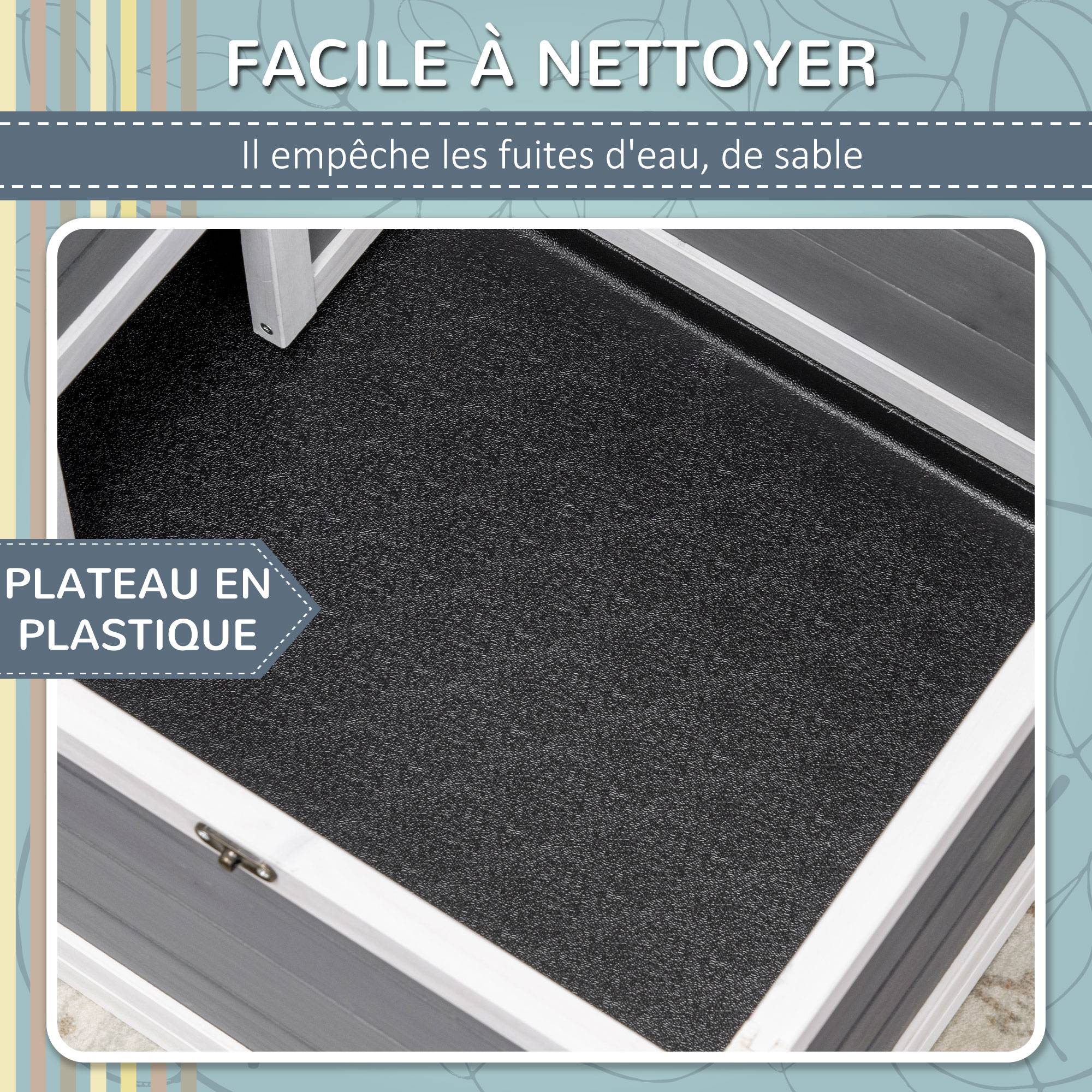 Maison enclos cage pour petit animal tortue avec 2 espaces 86 x 54 x 43 cm - bois de sapin - Image 8
