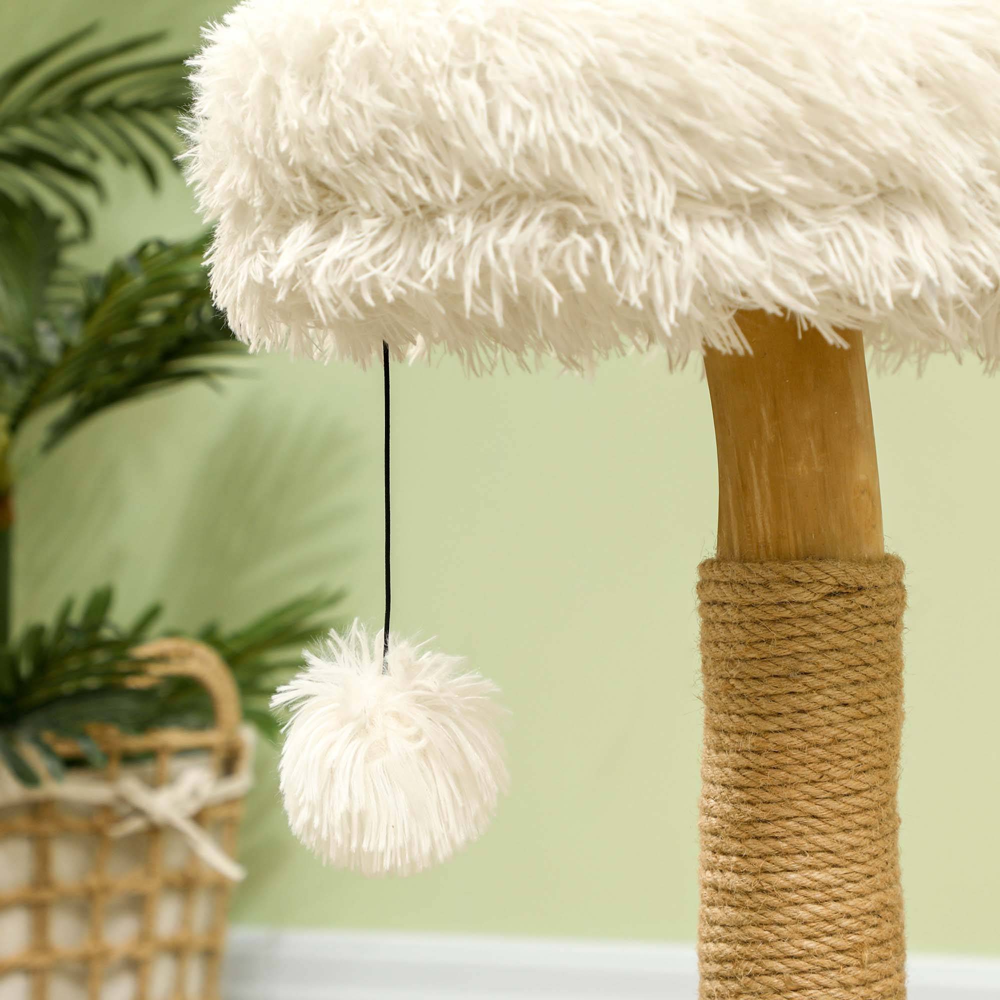 Arbre à chat bois massif pour petit espace lit lavable et griffoir 61cm blanc - ComfortXL Outdoor Living - Image 9