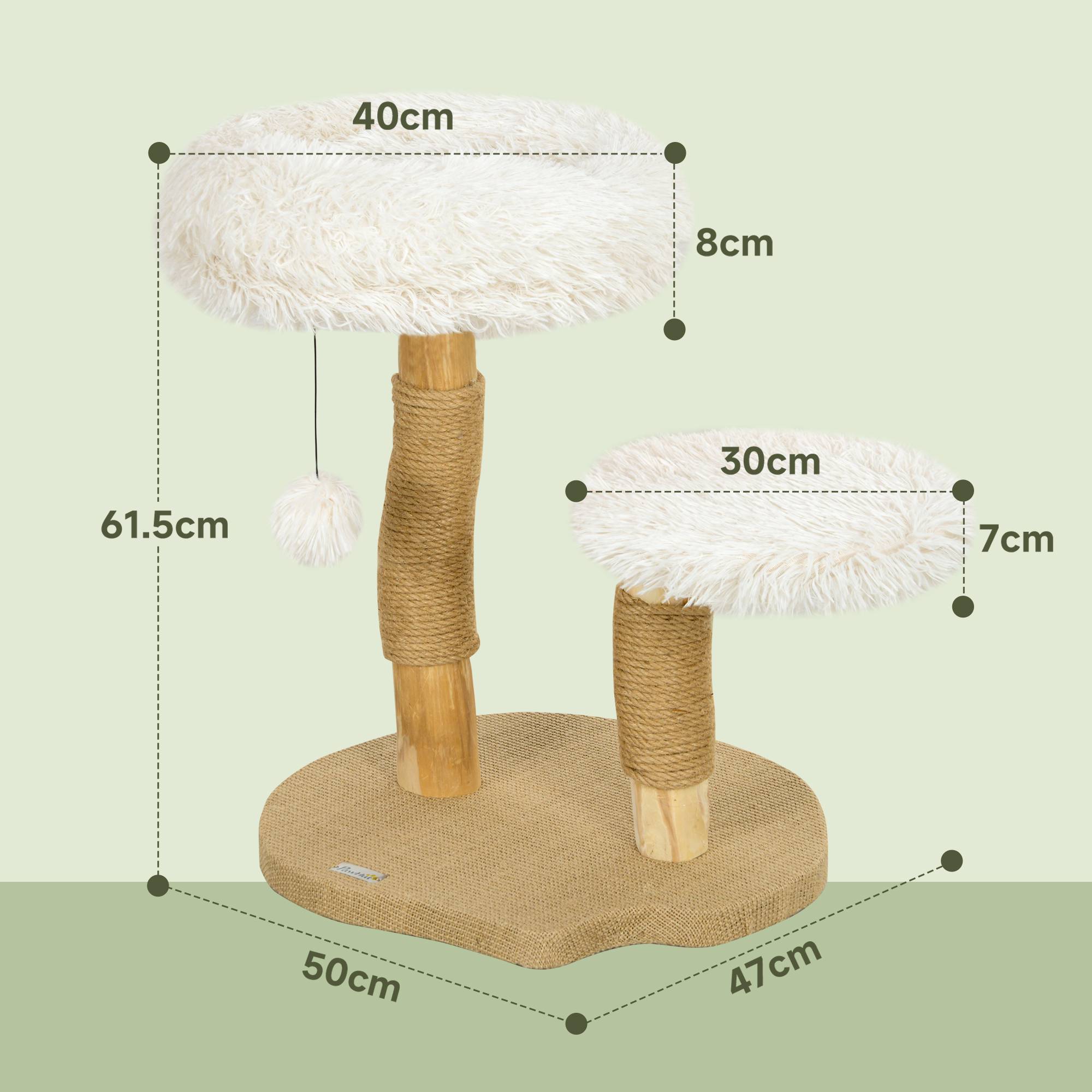 Arbre à chat bois massif pour petit espace lit lavable et griffoir 61cm blanc - ComfortXL Outdoor Living - Image 5