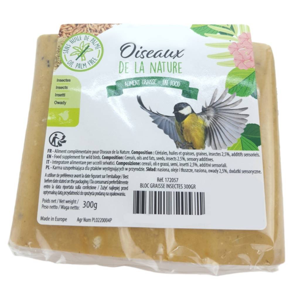 animallparadise - Bloc de graisse insectes 300 gr pour oiseaux de la nature - Image 1