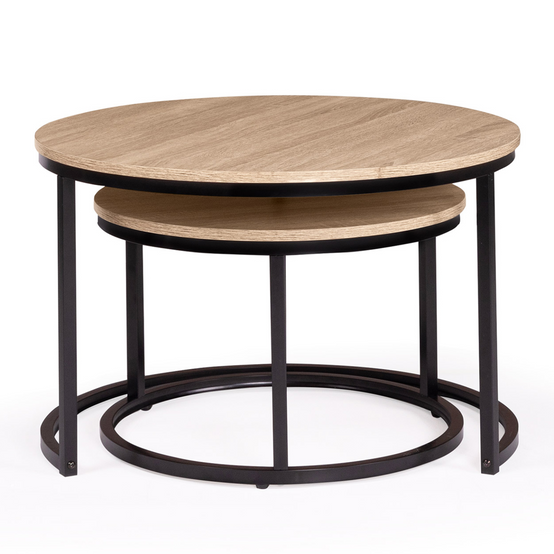 Lot de 2 tables basses gigognes DETROIT rondes 54/70 design industriel - Image 3