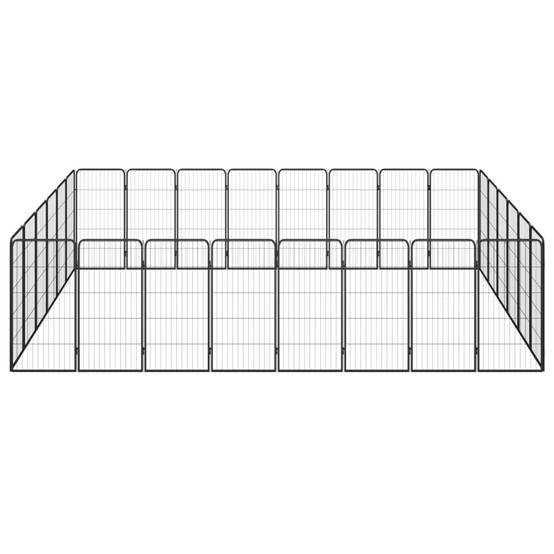 Parc Chien Acier 28 Panneaux Enclos Spacieux Noir 400cm - ComfortXL Outdoor Living - Image 2