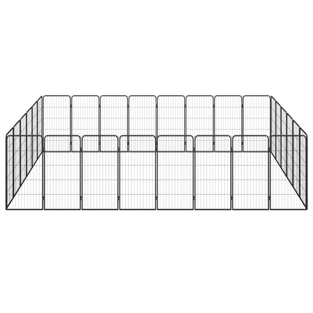 Parc Chien Acier 28 Panneaux Enclos Spacieux Noir 400cm - ComfortXL Outdoor Living - Image 2
