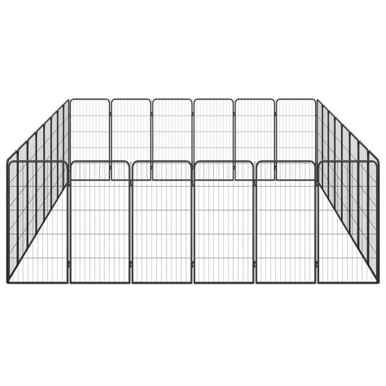 Parc Chien Acier 28 Panneaux Enclos Spacieux Noir 400cm - ComfortXL Outdoor Living - Image 4