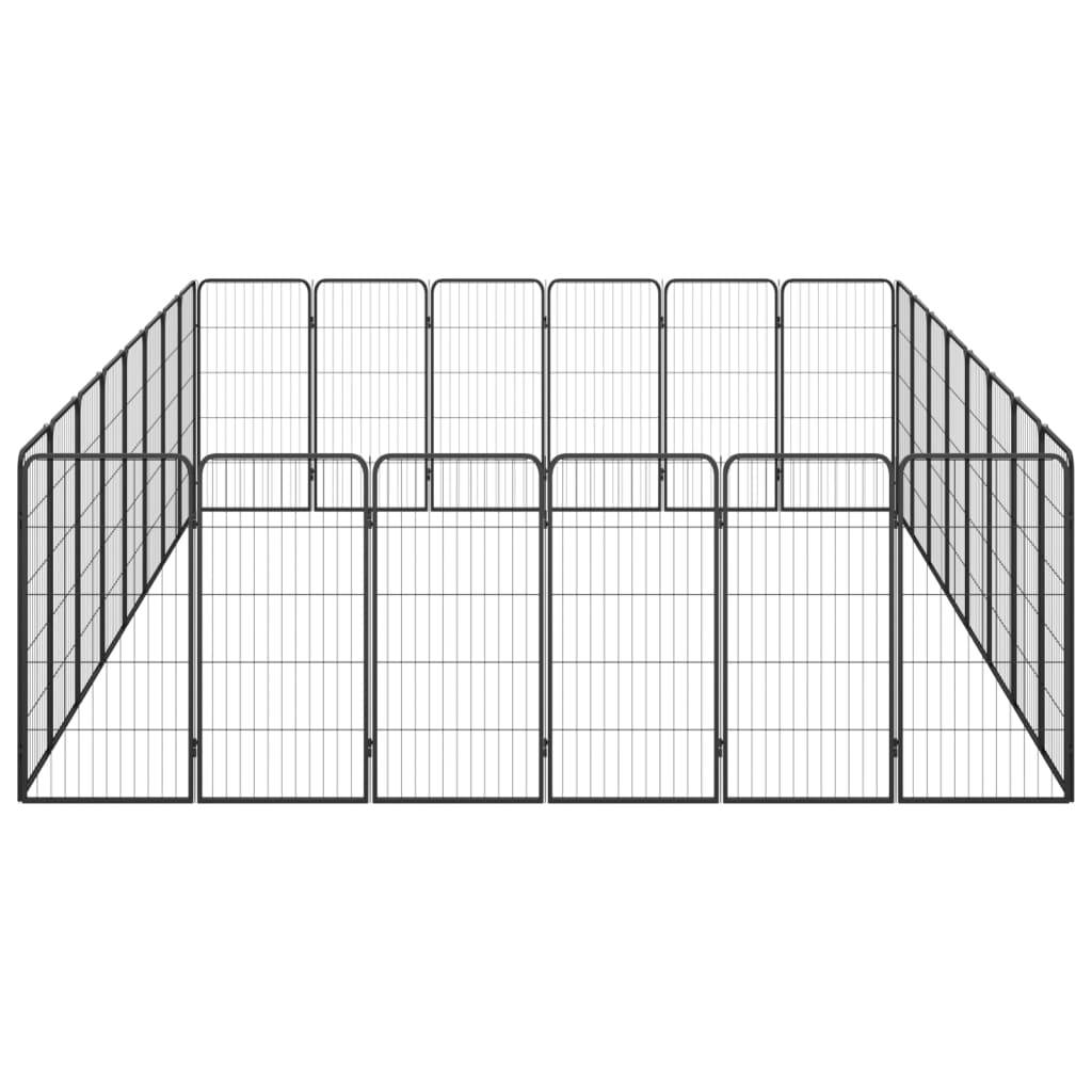 Parc Chien Acier 28 Panneaux Enclos Spacieux Noir 400cm - ComfortXL Outdoor Living - Image 4