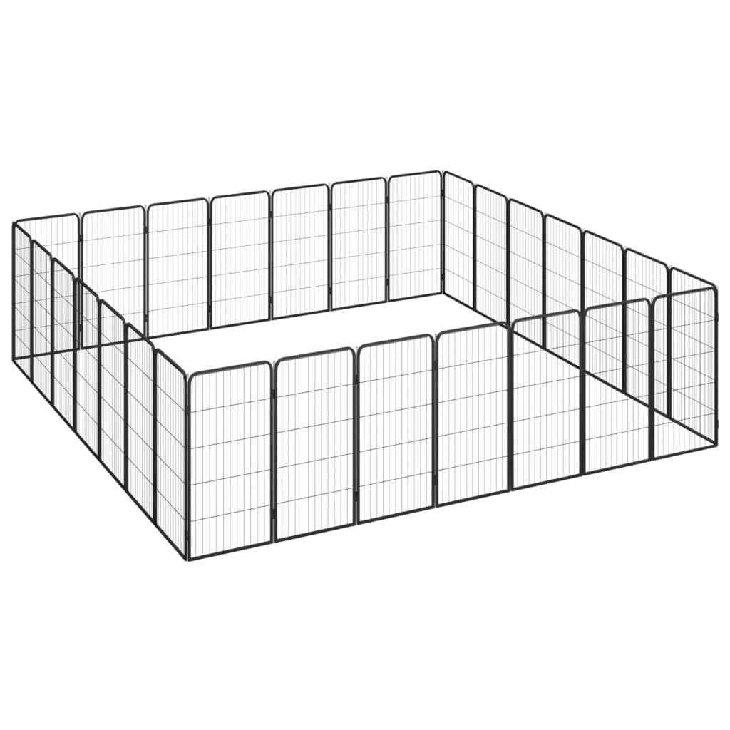 Parc Chien Acier 28 Panneaux Enclos Spacieux Noir 400cm - ComfortXL Outdoor Living - Image 3