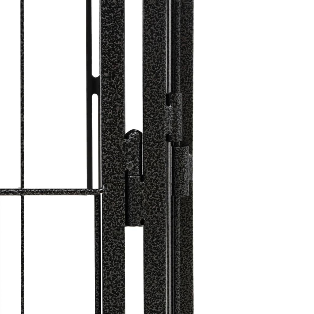 Parc Chien Acier 28 Panneaux Enclos Spacieux Noir 400cm - ComfortXL Outdoor Living - Image 5