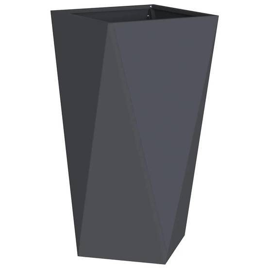 Jardinière rectangulaire moderne extérieur 40 x 40 x 75 cm résistante aux intempéries avec design épuré en acier anthracite - Image 1