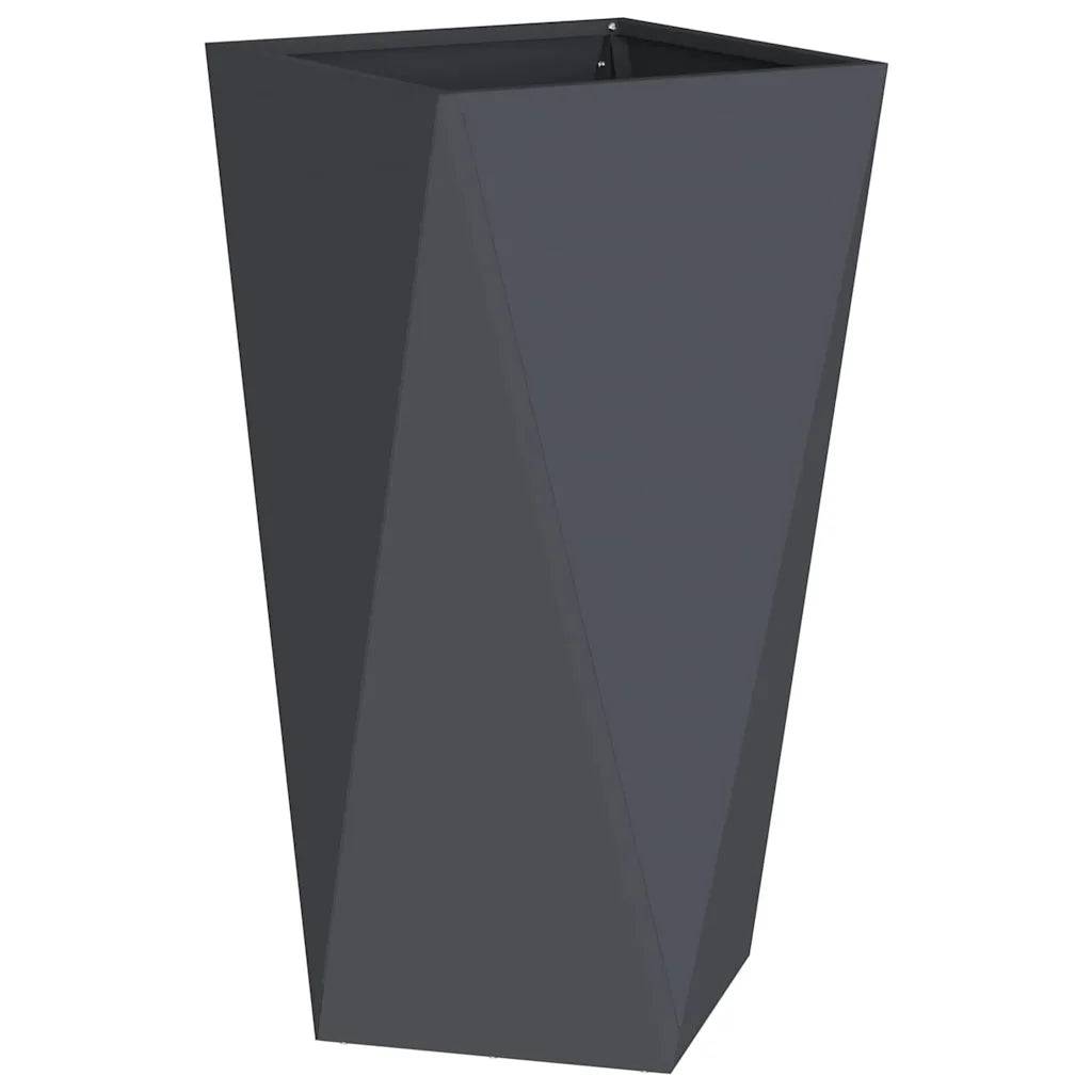 Jardinière rectangulaire moderne extérieur 40 x 40 x 75 cm résistante aux intempéries avec design épuré en acier anthracite - Image 1