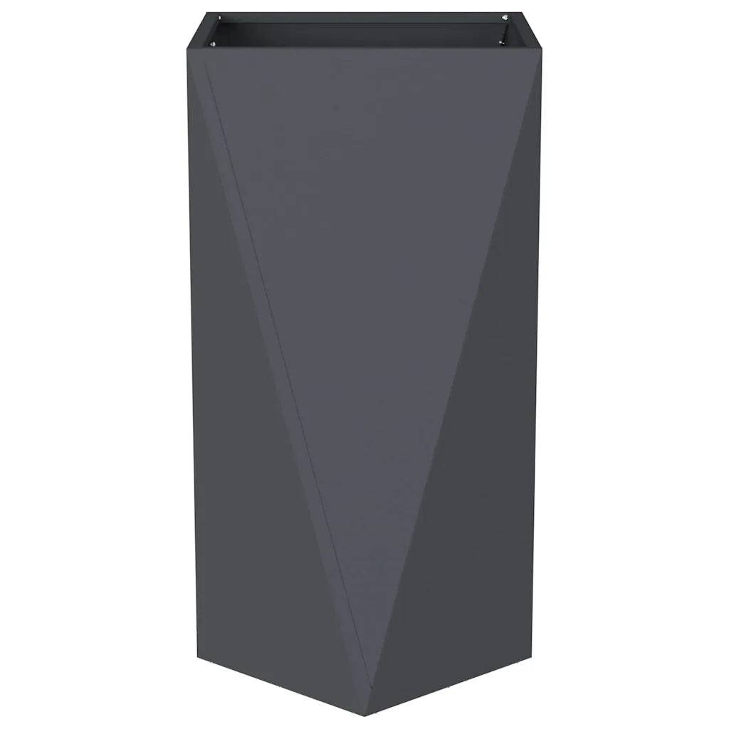 Jardinière rectangulaire moderne extérieur 40 x 40 x 75 cm résistante aux intempéries avec design épuré en acier anthracite - Image 2