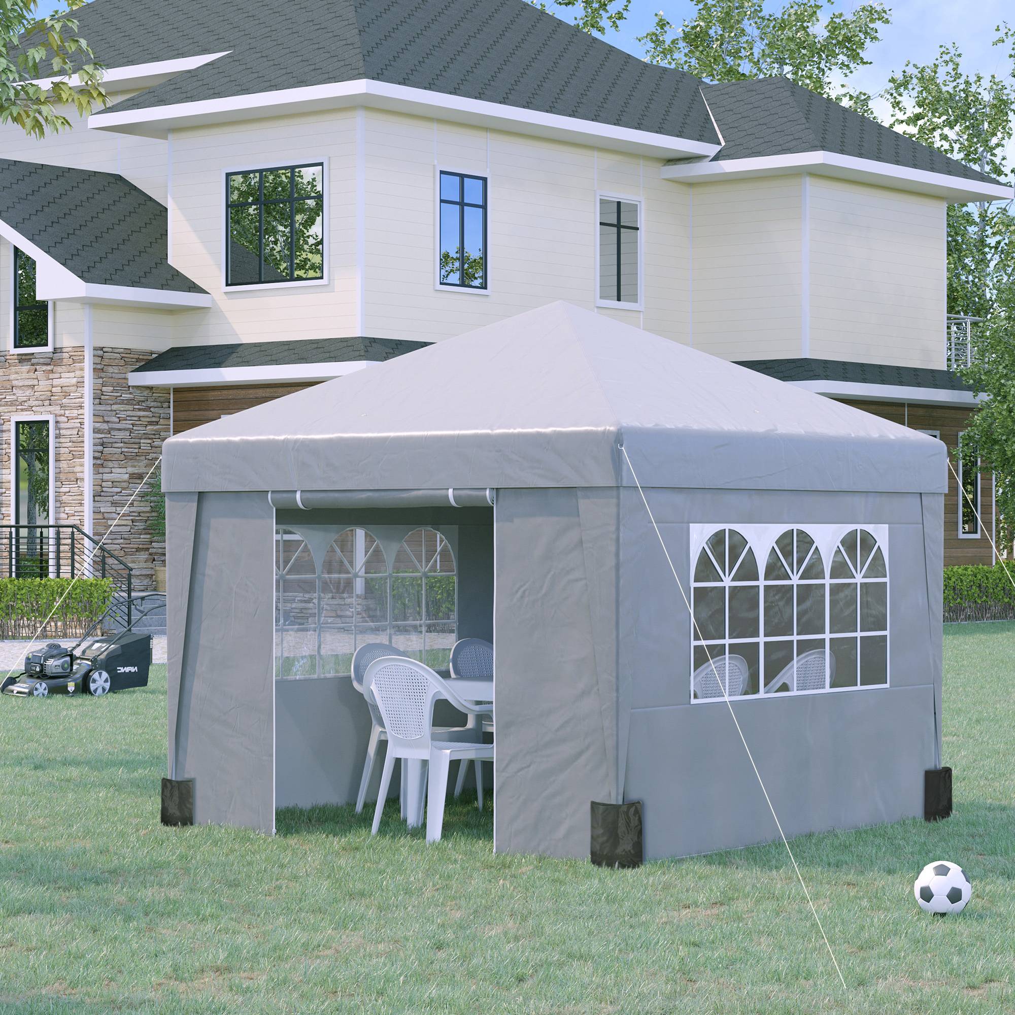 ComfortXL - Tonnelle Pliante Acier et Tissu Oxford Jardin Pop-up Hauteur Réglable 3x3m Gris Clair - ComfortXL Outdoor Living - Image 3