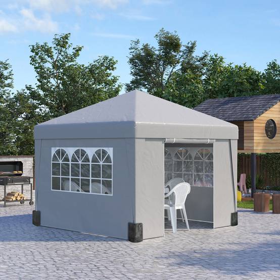 ComfortXL - Tonnelle Pliante Acier et Tissu Oxford Jardin Pop-up Hauteur Réglable 3x3m Gris Clair - ComfortXL Outdoor Living - Image 4